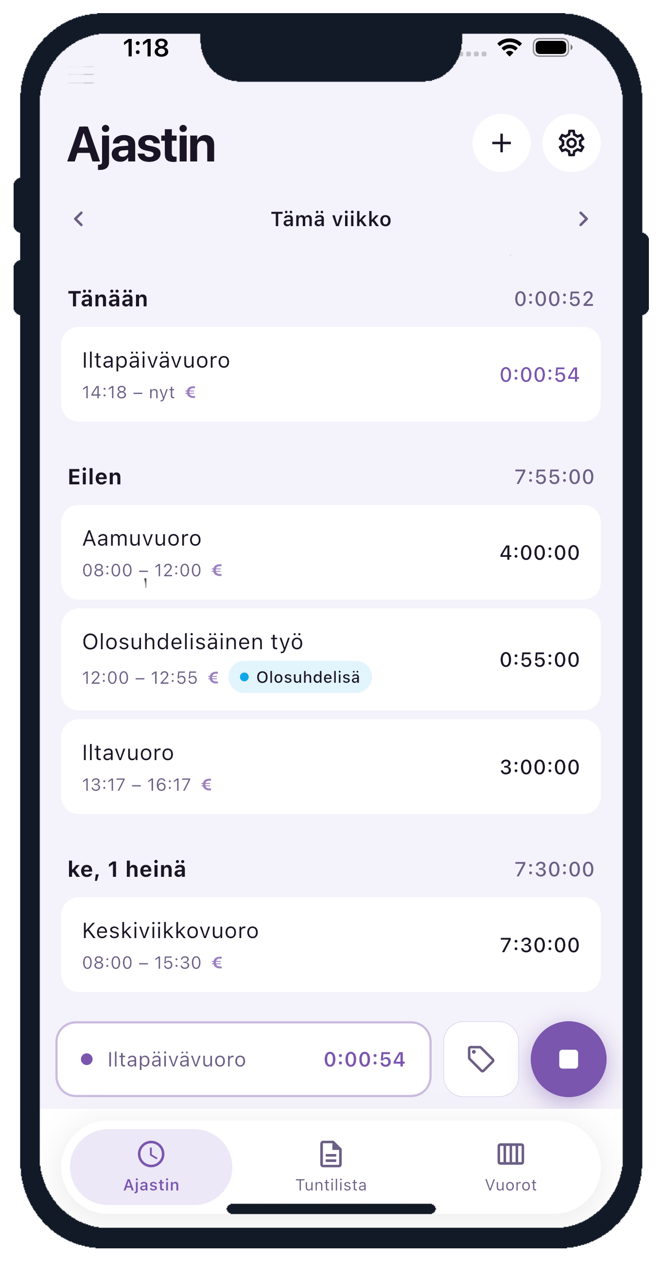 Kellota työajanseuranta-sovellus