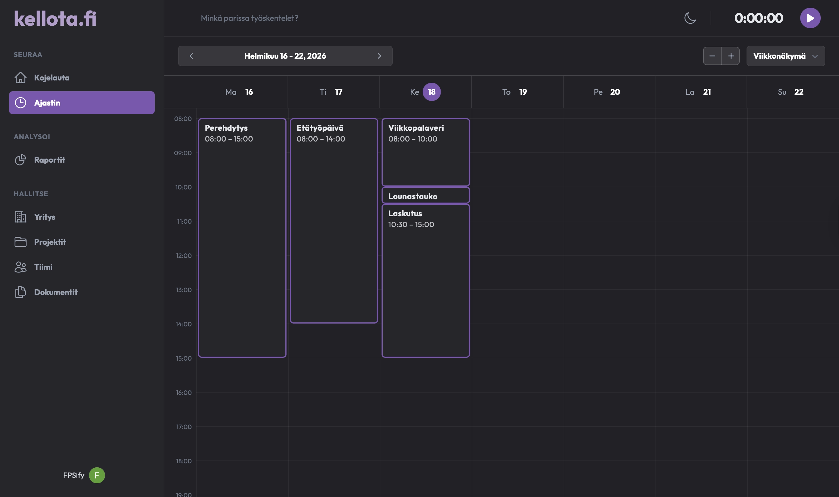 Sovelluksen kuvakaappaus