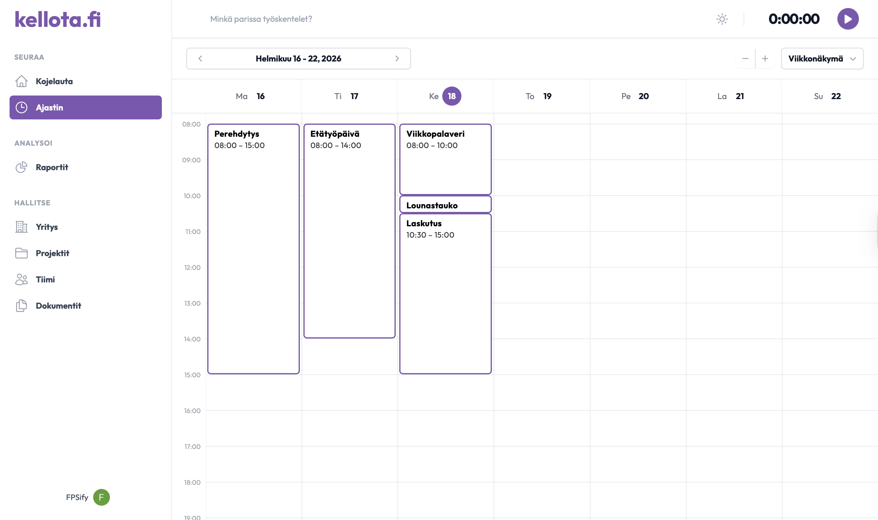 Sovelluksen kuvakaappaus